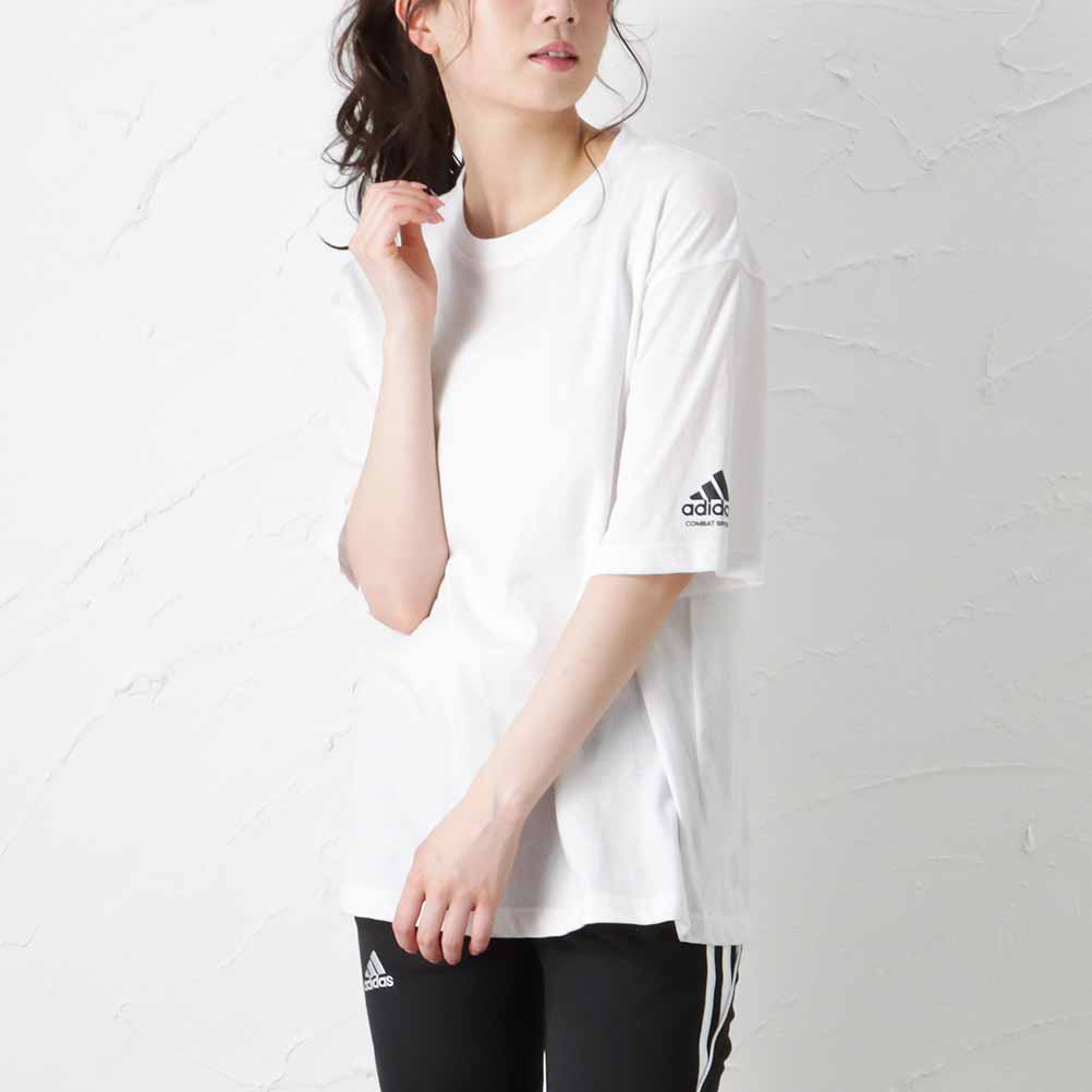 adidas アディダス 半袖Tシャツ レディース ワイドシルエット 袖プリント ロゴ ゆったり 五分袖 ブランド 人気 トップス ネコポス対応 :  02222004981 : Mac-House(マックハウス) - 通販 - Yahoo!ショッピング