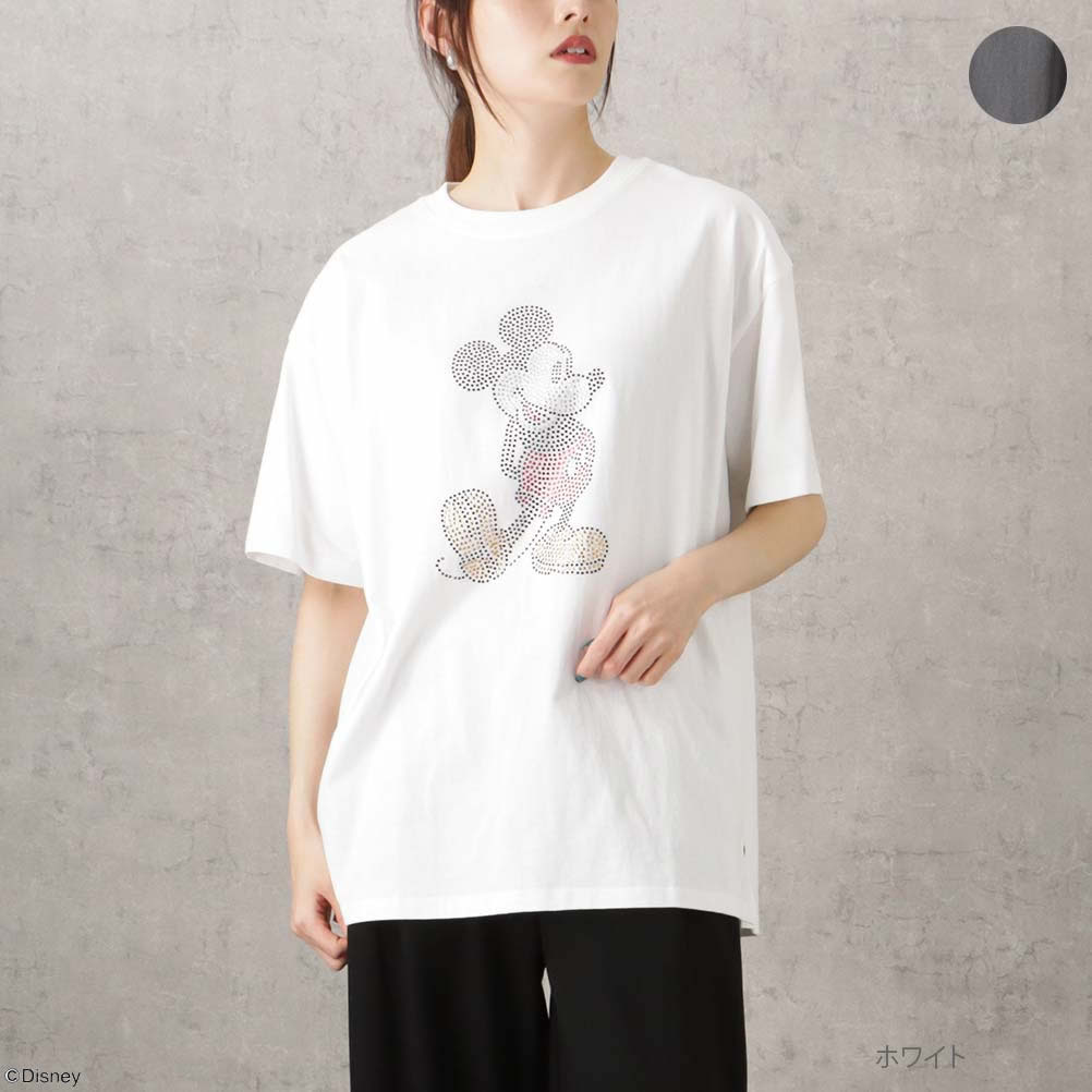 Disney ミッキーマウス / 半袖Tシャツ 5分袖 レディース 綿100