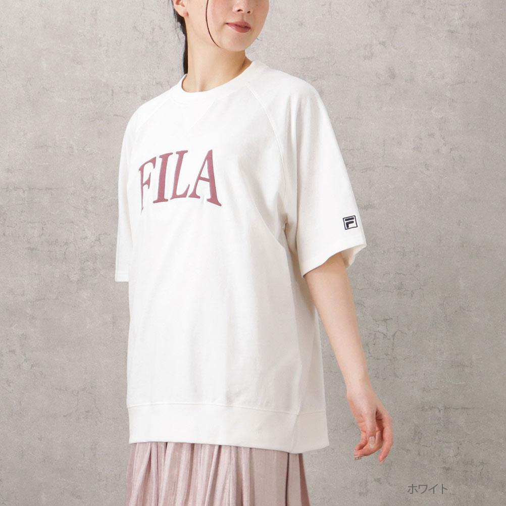 【特別セール品】 裏毛 フィラ FILA Tシャツ 吸水 綿混 レディース 5分袖 半袖 ウェア