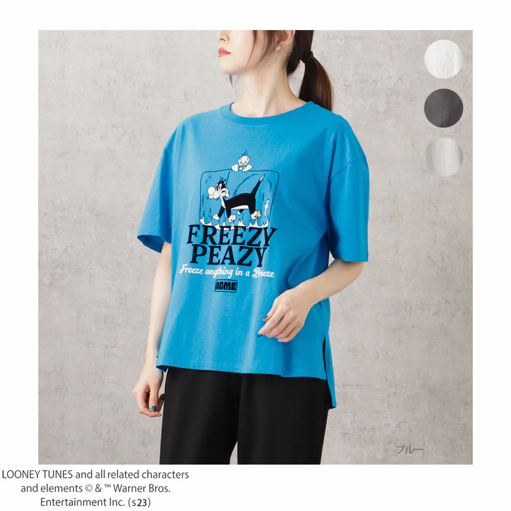 LOONEY TUNES ルーニー・テューンズ 半袖Tシャツ 5分袖 レディース 綿 