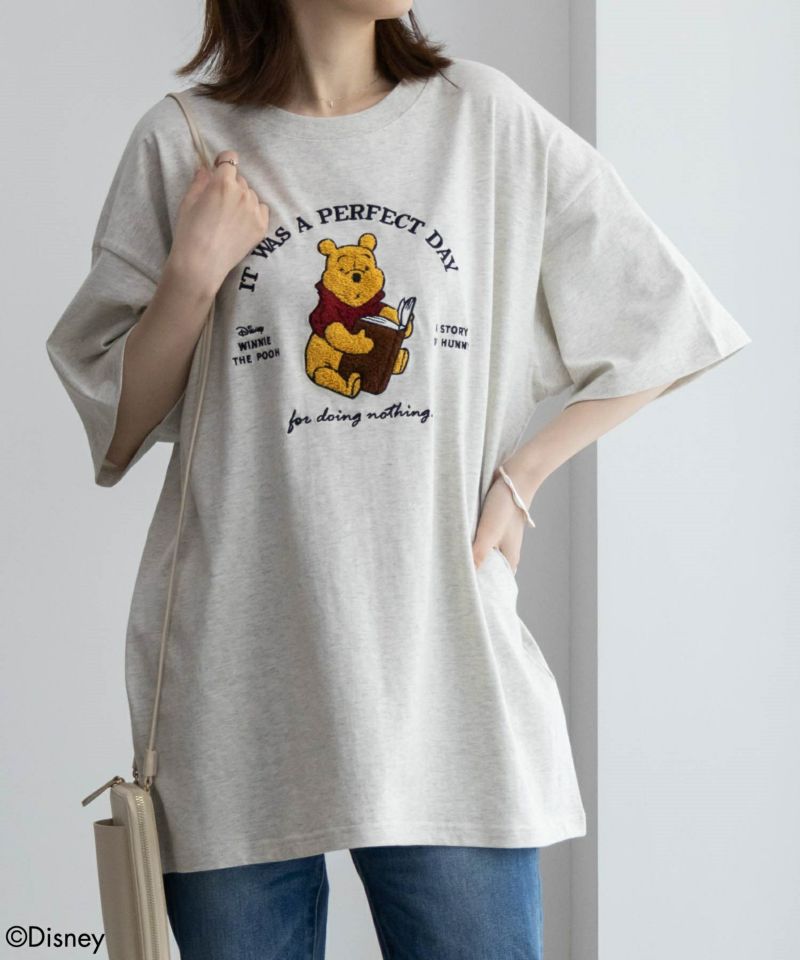 Disney ディズニー/ 半袖Tシャツ レディース 綿100％ コットン ゆったり キャラクター サガラ刺繍 クルーネック トップス ネコポス対応｜machouse｜05