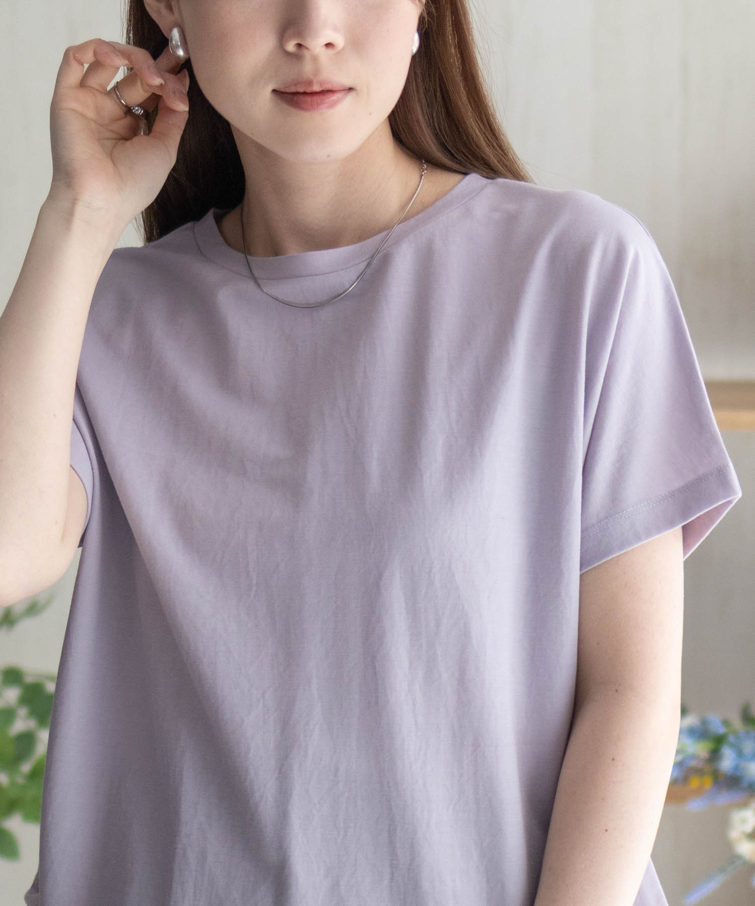 Tシャツ チュニック レディース 半袖 接触冷感 無地 丈長め 前後差丈 