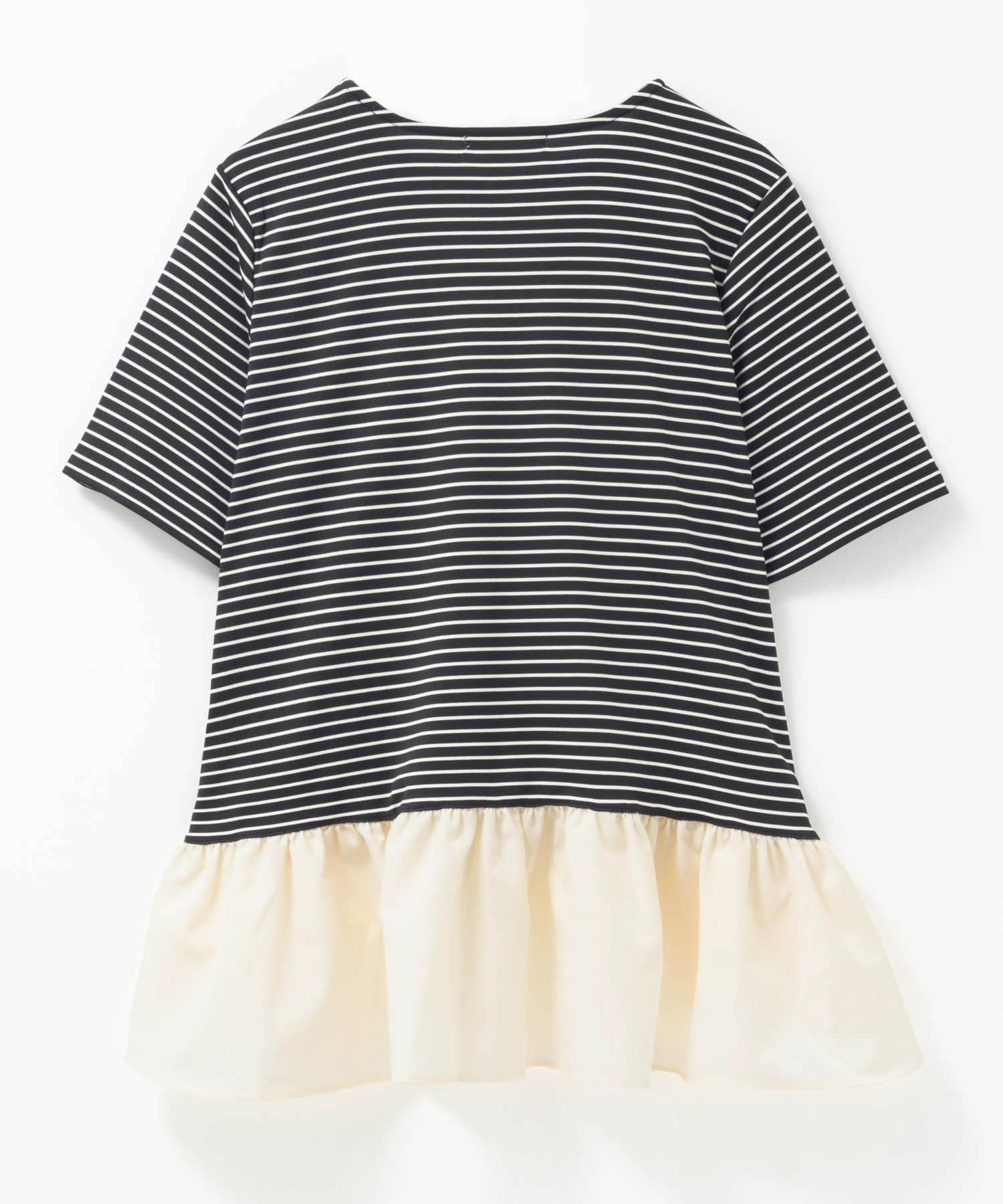 MaxMara ボーダー フリル袖 Tシャツ milli de l'air ミリデラール Tシャツ レディース 半袖 裾フリル 前後