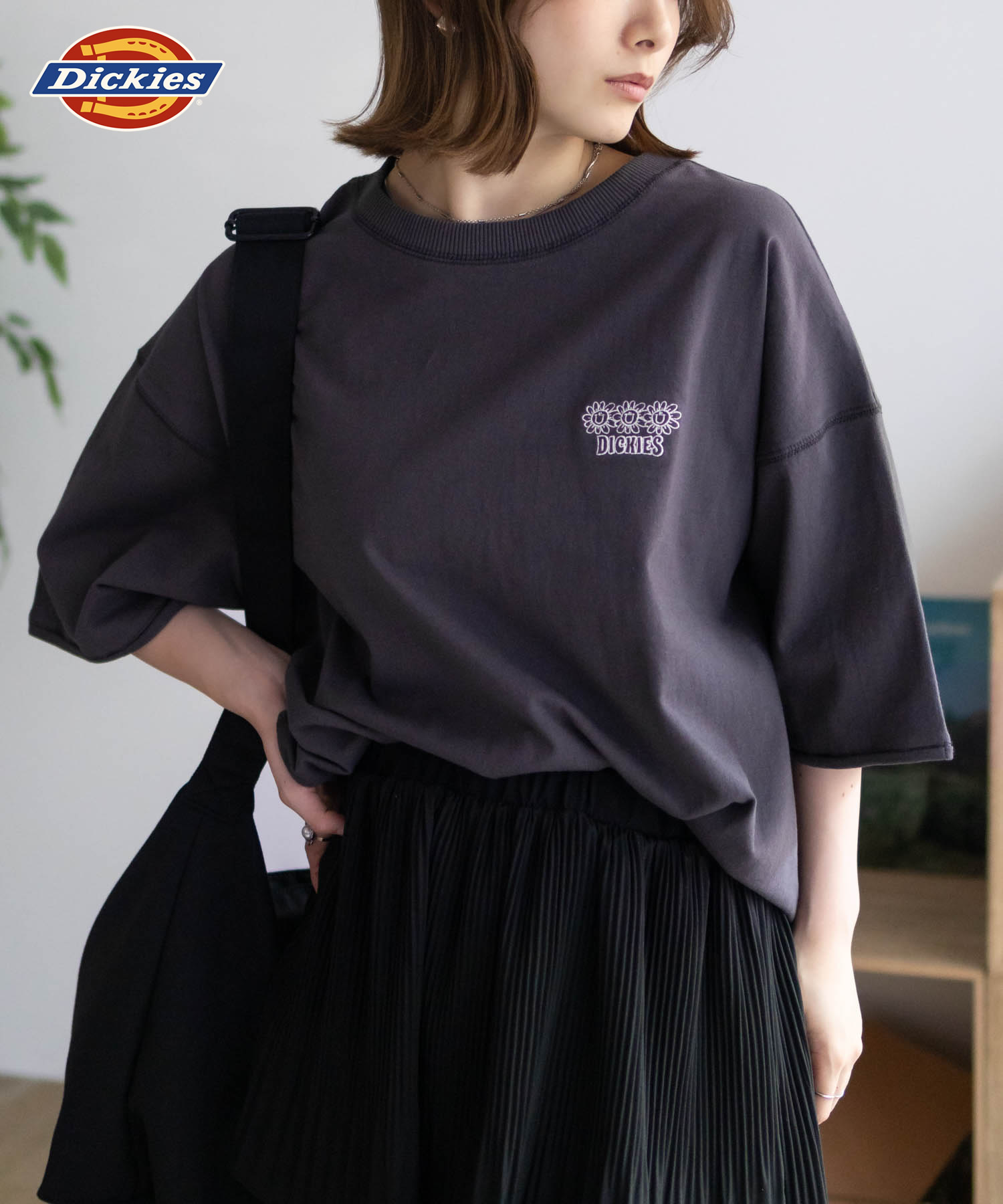 Dickies ディッキーズ Tシャツ レディース 五分袖 半袖 綿100％ コットン トップス ネ...