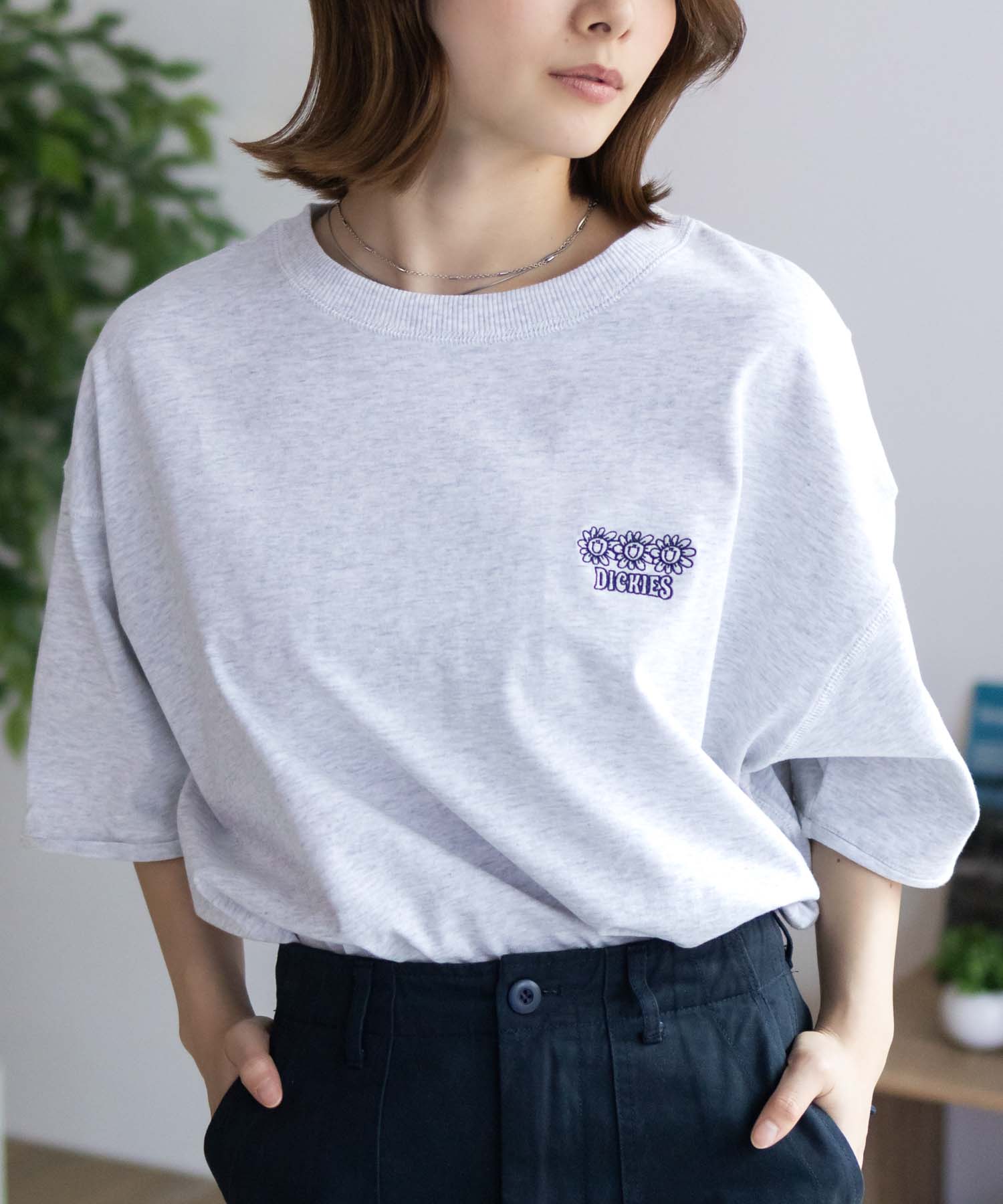 Dickies ディッキーズ Tシャツ レディース 五分袖 半袖 綿100％ コットン トップス ネ...