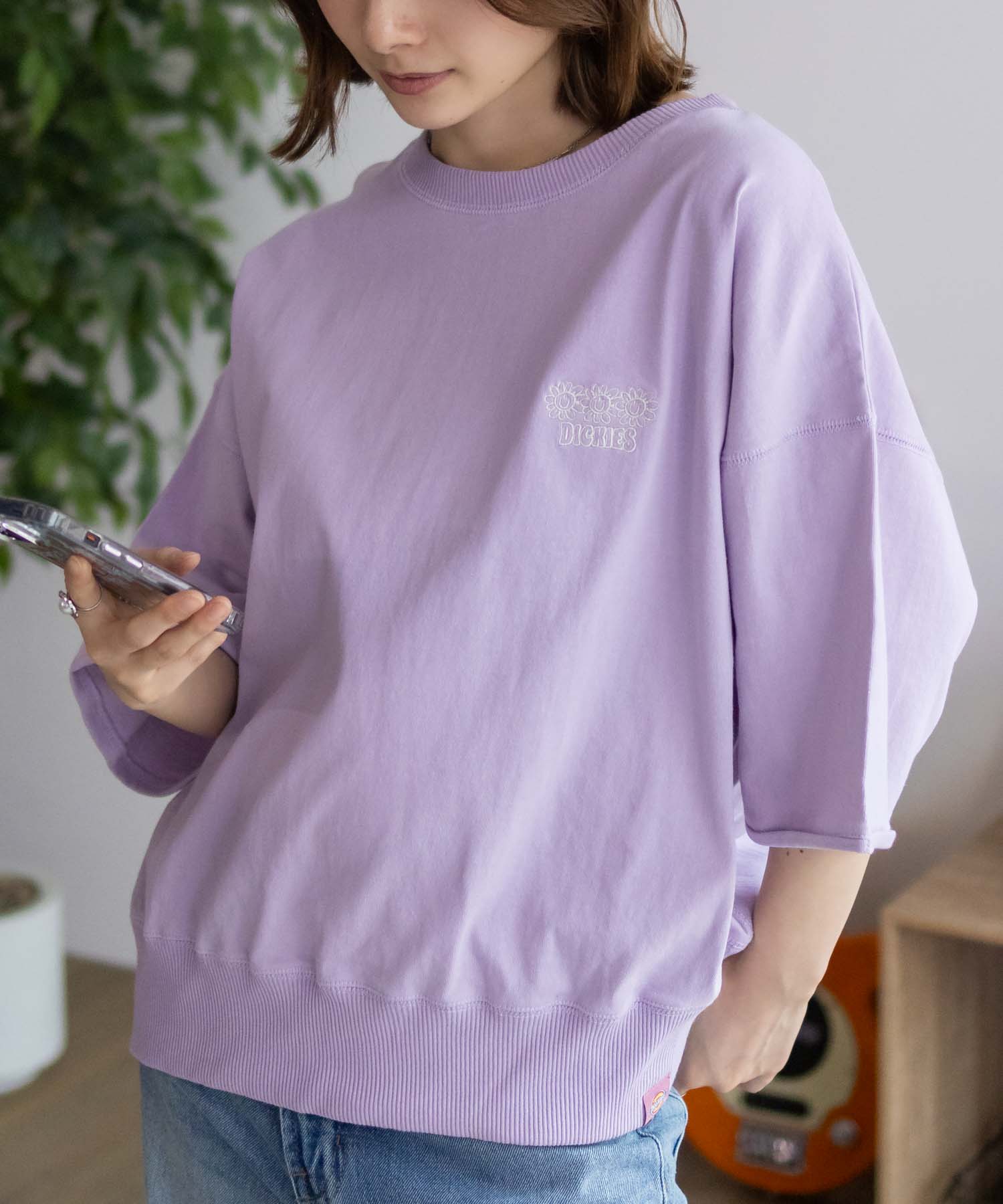 Dickies ディッキーズ Tシャツ レディース 五分袖 半袖 綿100％ コットン トップス ネ...