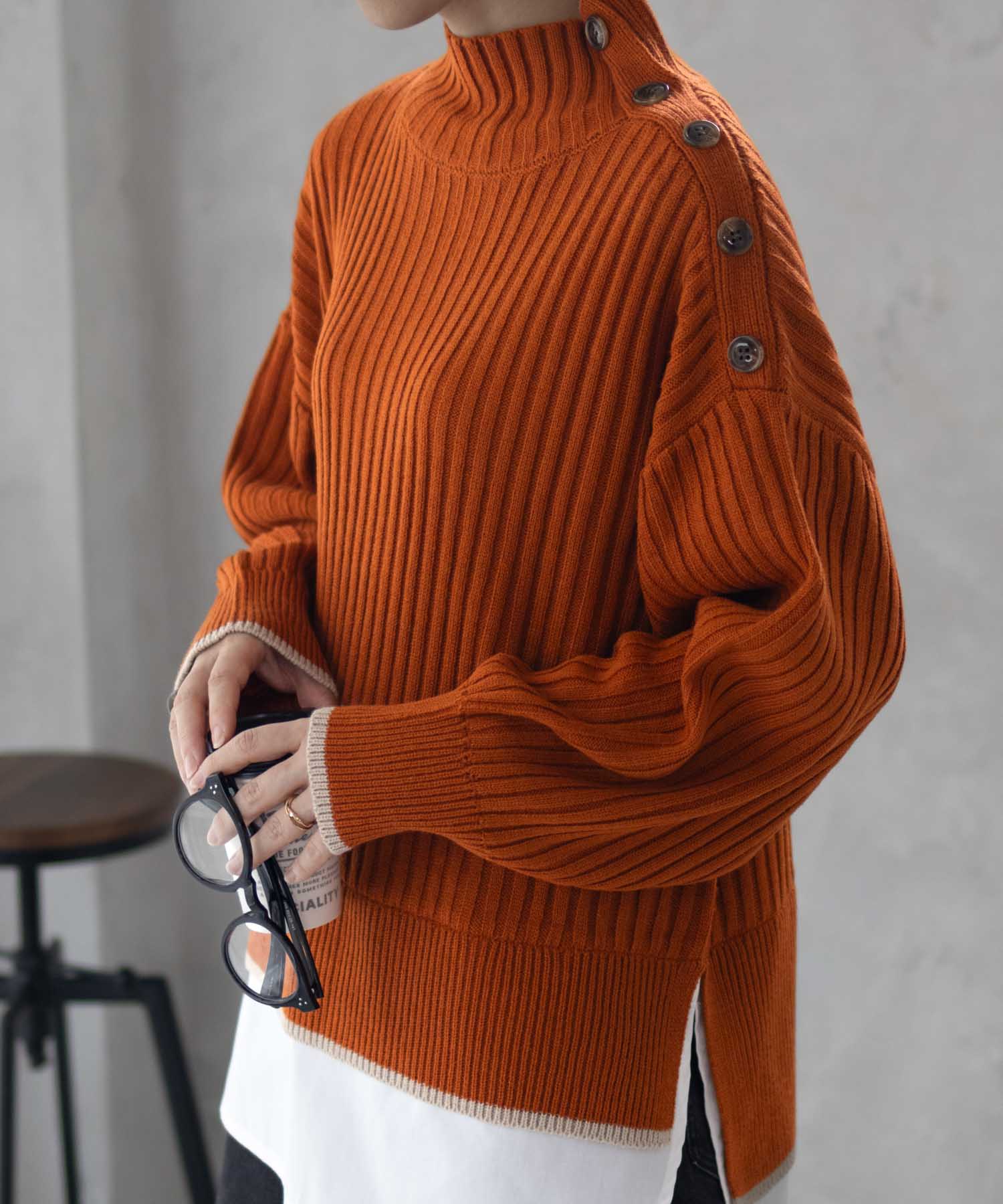 NAVY ニット セーター レディース フェイクレイヤード ハイネック