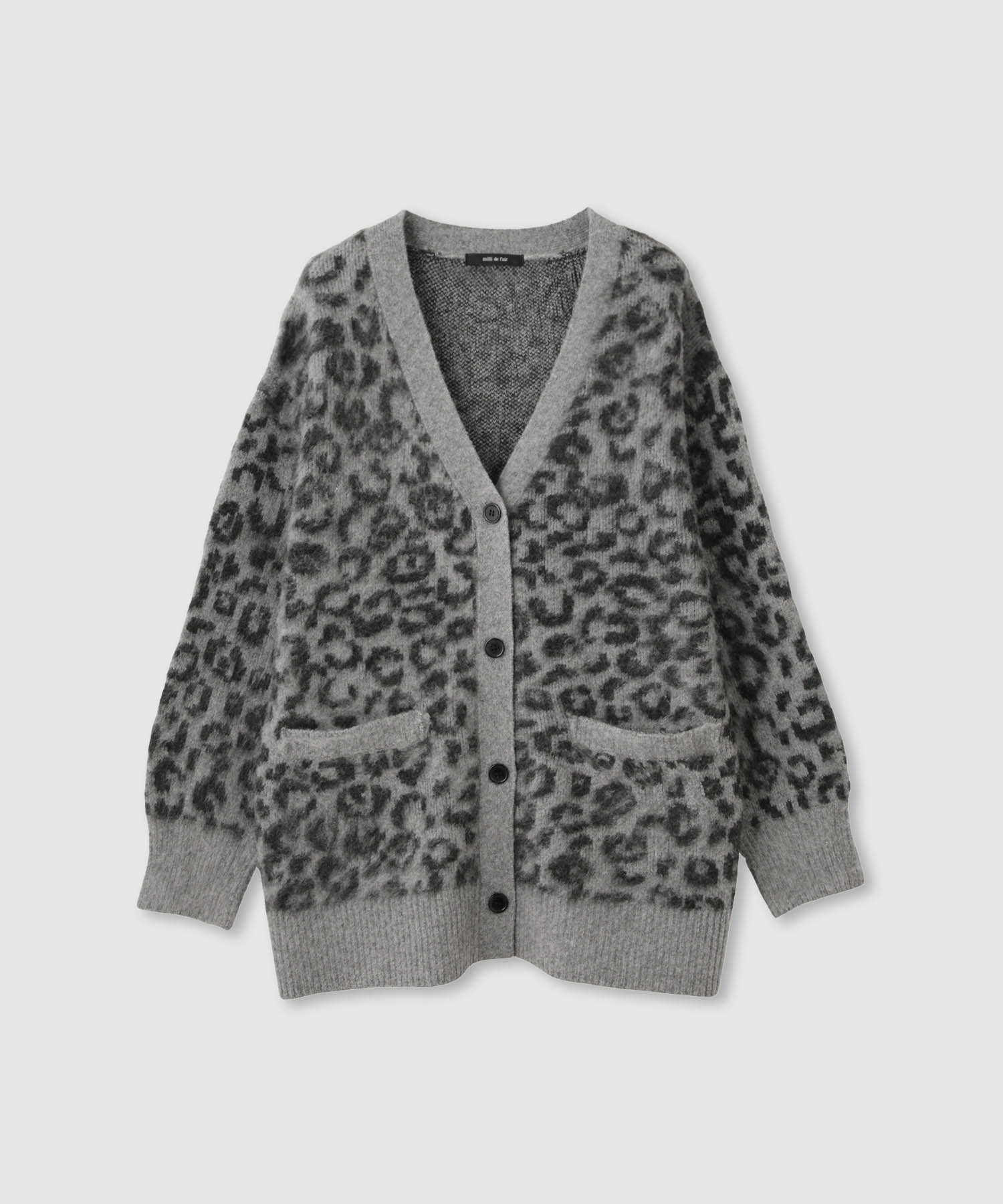 ニット カーディガン レディース シャギー ゆったり レオパード柄