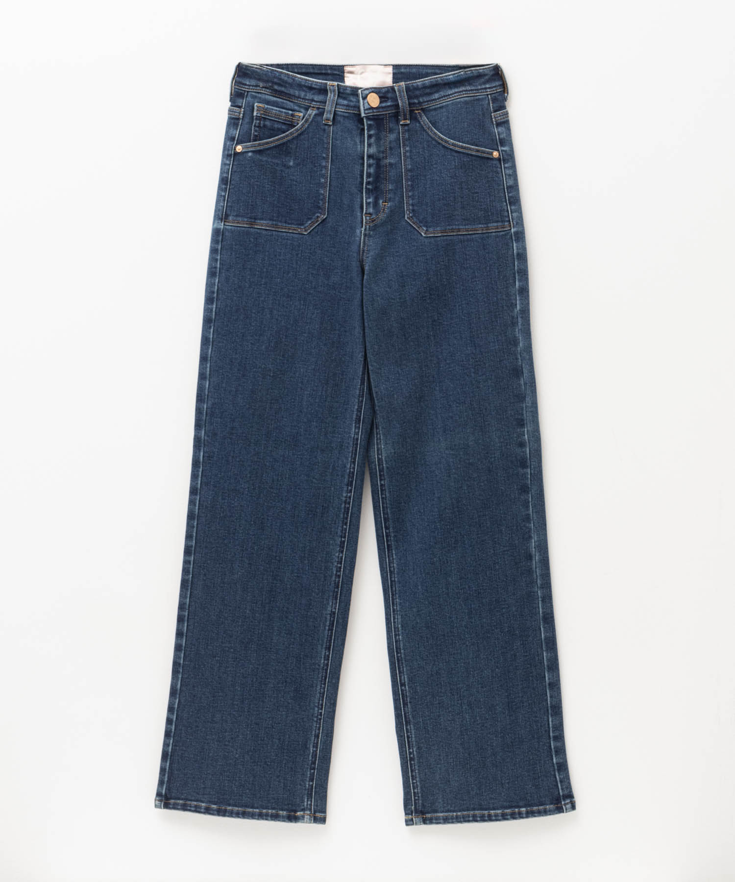 mina pertinent のダークブルー ボタンフライ デニム C17（シーセブンティーン） デニムパンツ レディース ワイドパンツ