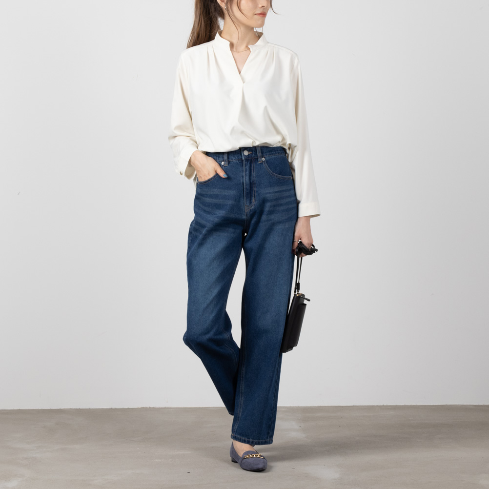 NAVY デニムパンツ 綿100% レディース ジーンズ ジーパン テーパード