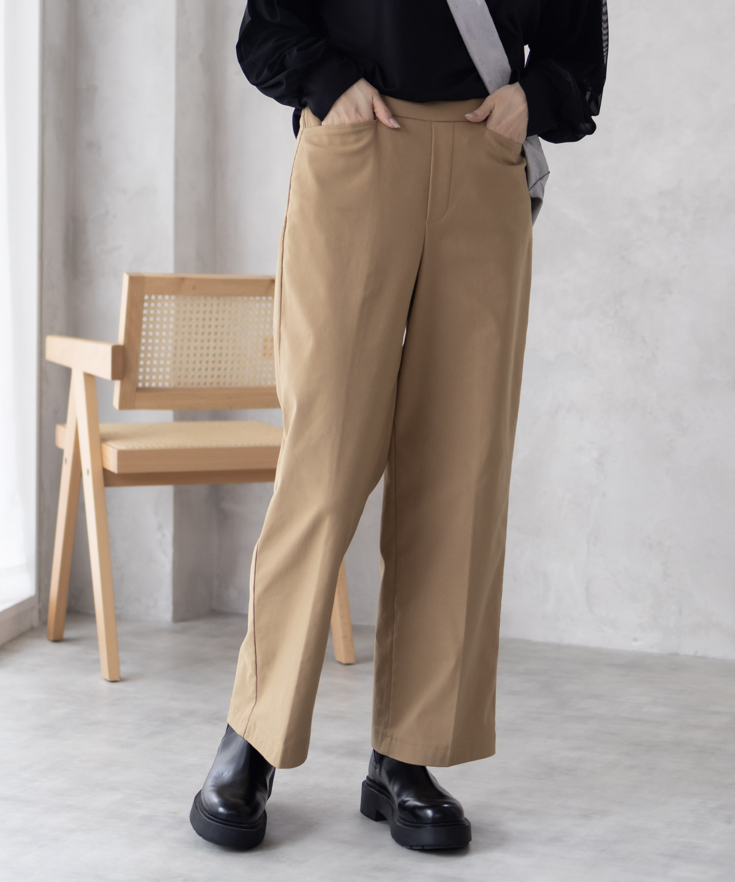 HusHusH（ハッシュアッシュ） 裏起毛 ストレートパンツ レディース