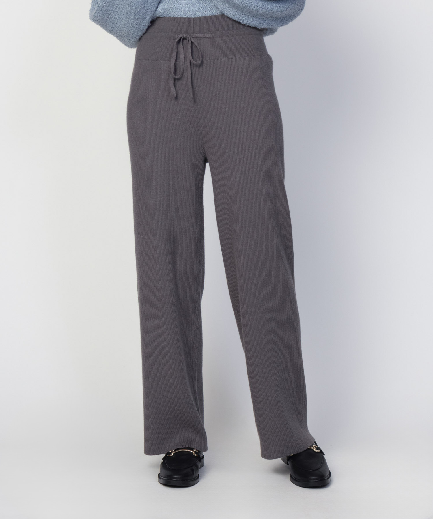 女性用ハイウエストウールパンツ,ルーズカシミヤフロアパンツ,ファッショナブルなワイドレッグニットパンツ,ベストセラー,新品,2024 HusHusH（ハッシュアッシュ） ニットパンツ レディース ハイウエスト