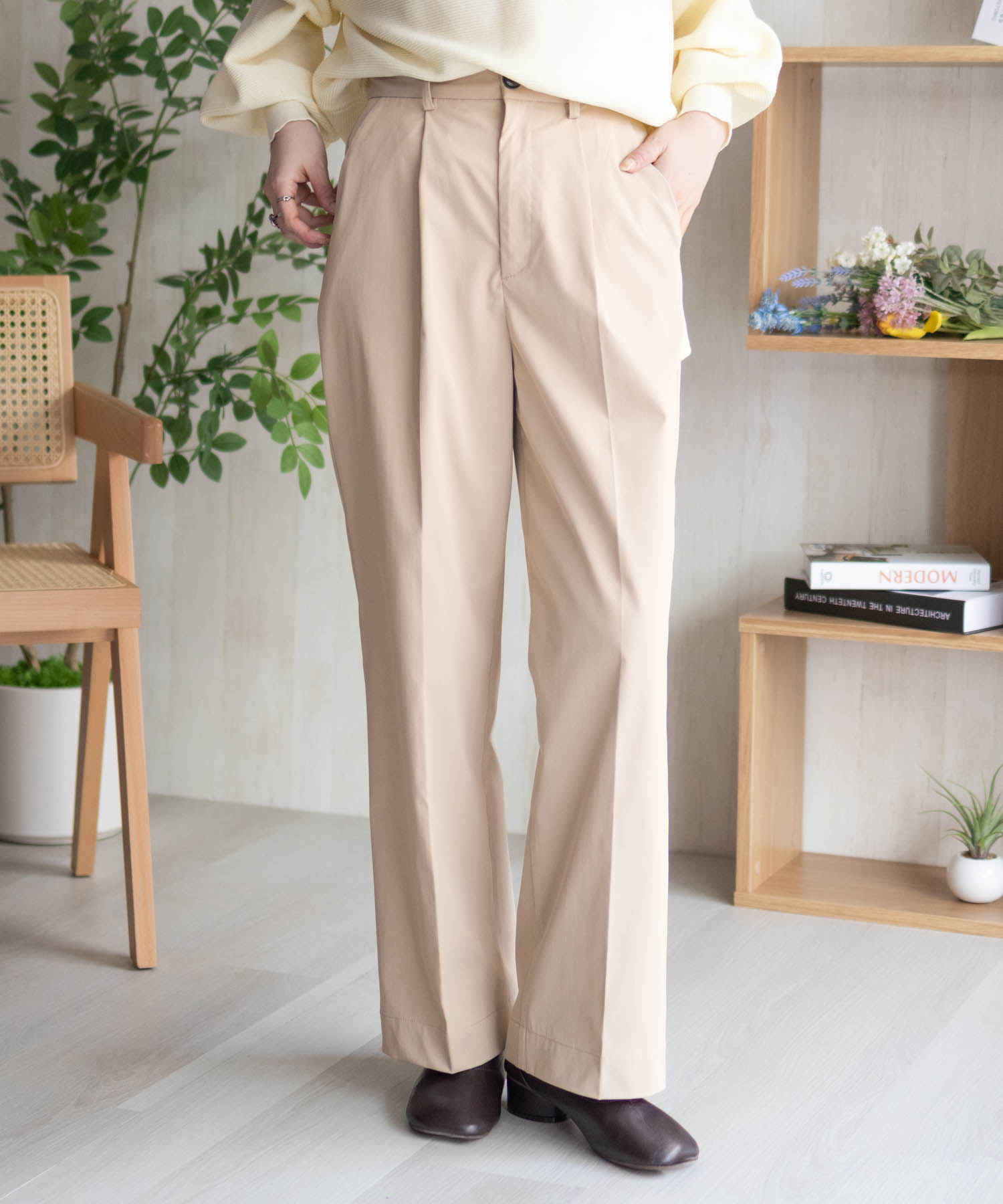 【Chakra8】うさとの服 ベージュ ワイドパンツ ボタン ゴムウエスト Chakra8】うさとの服 ベージュ ワイドパンツ ボタン ゴムウエスト うさ