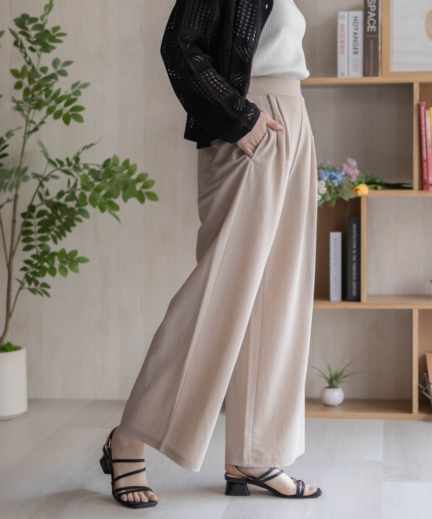 ワイドパンツ レディース 接触冷感 ひんやり 涼しい ゆったり ウエスト