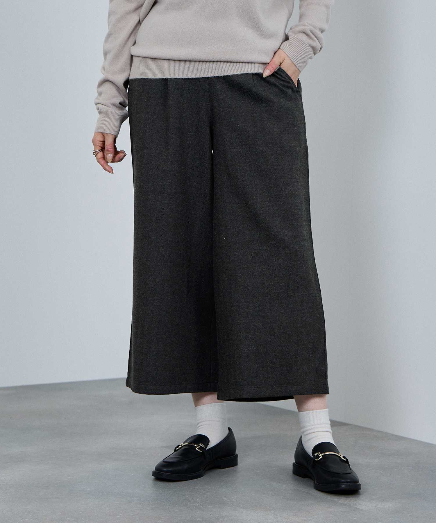 NAVY クロップドパンツ レディース ワイドパンツ ポケット ウエスト