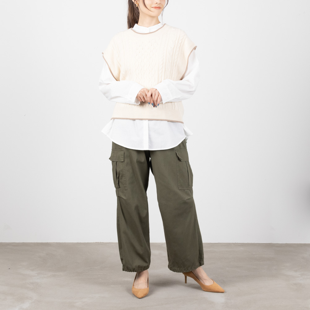 NAVY カーゴパンツ 綿100％ レディース コットン イージーパンツ