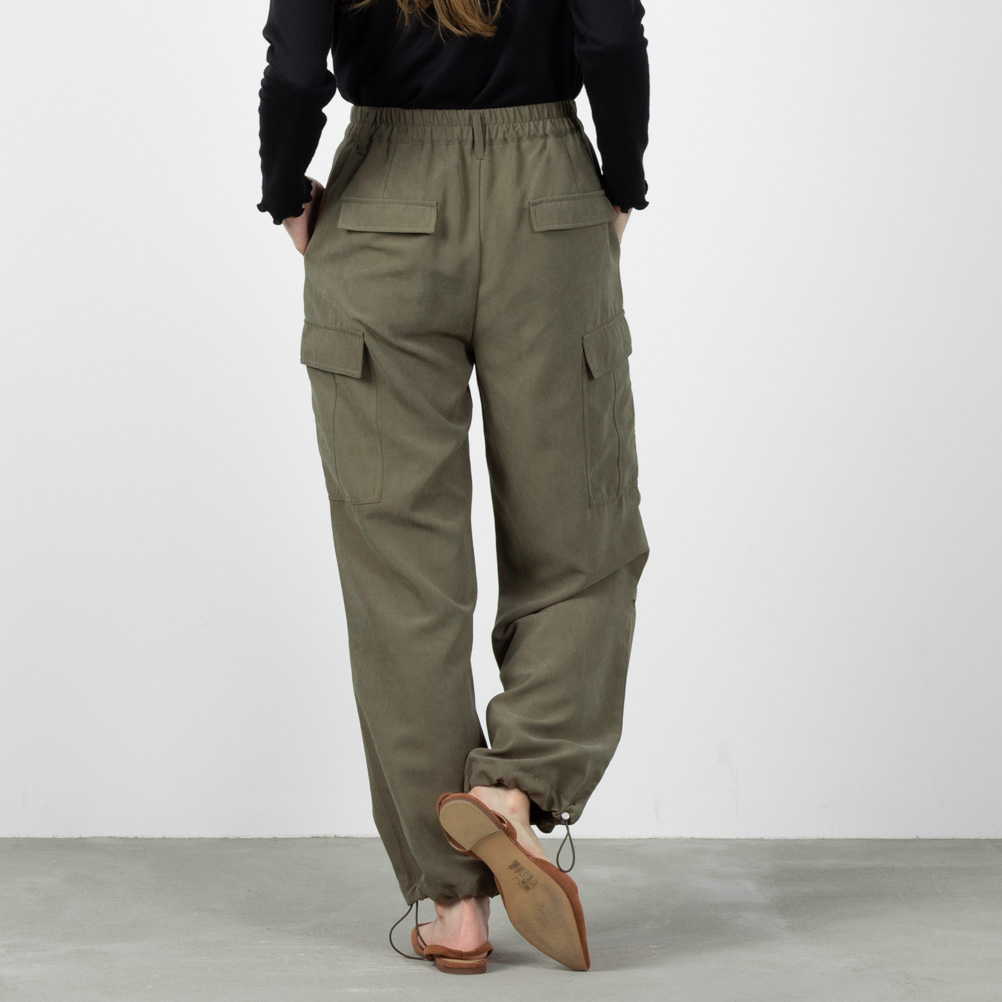 NAVY カーゴパンツ レディース 無地 ウエストゴム イージーパンツ