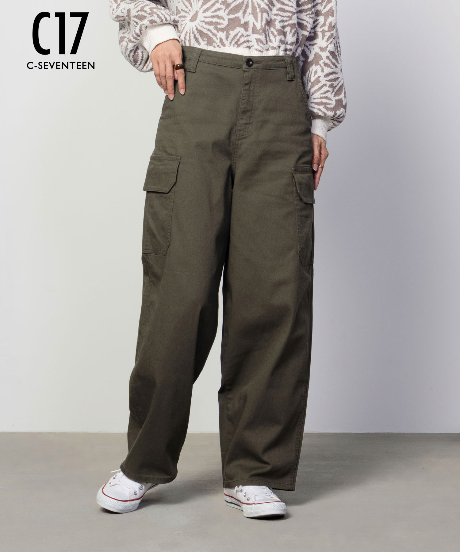 C17（シーセブンティーン） カーゴパンツ レディース ストレッチ