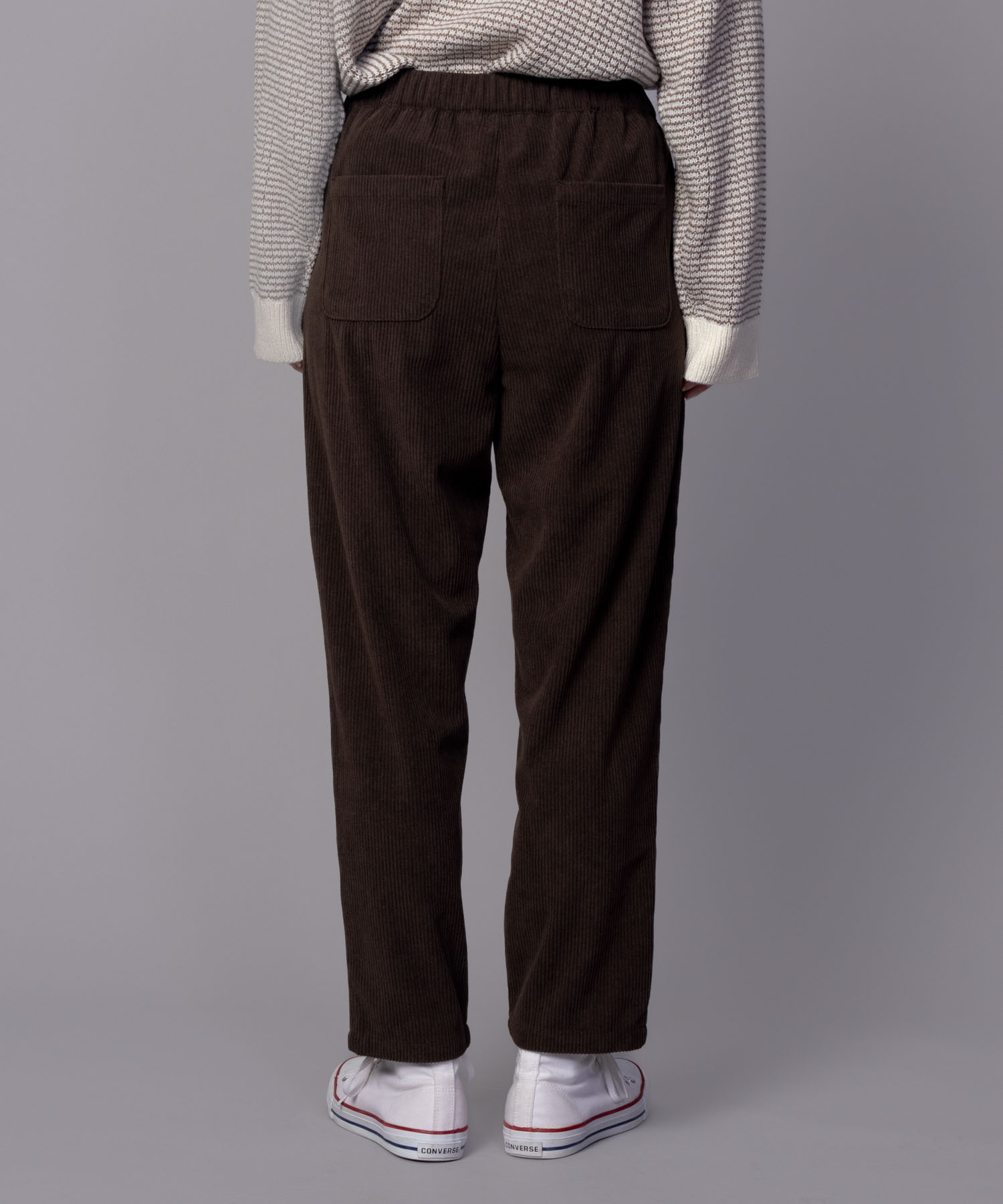 NAVY テーパードパンツ レディース コーデュロイ ウエストゴム 紐