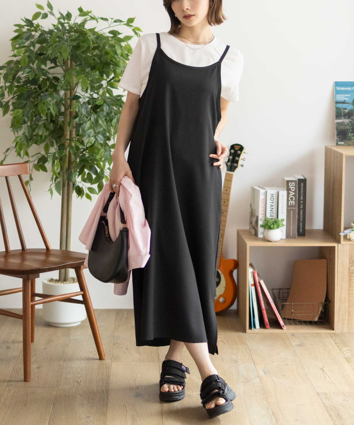NAVY ワンピース 半袖Tシャツ アンサンブル レディース 無地 ロング丈