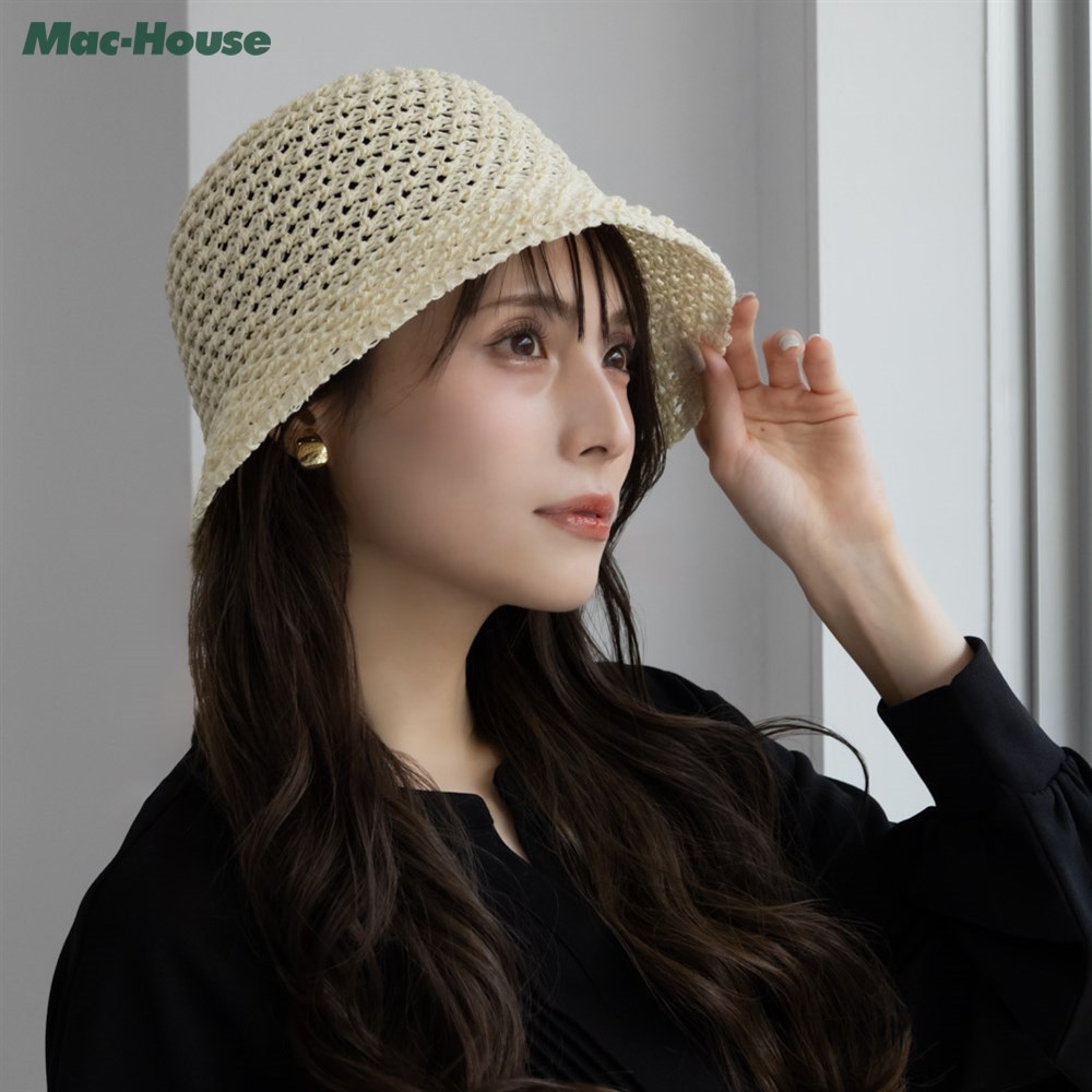 NAVY サーモハット レディース 軽量 通気性 サーモ糸 透かし編み 帽子