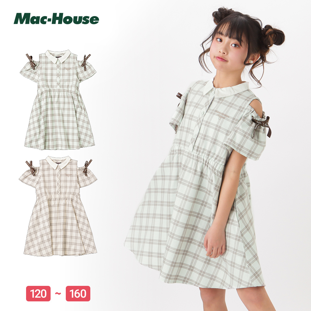 美品 バーバリー キッズワンピース 背中チェック ロゴ 半袖 襟
