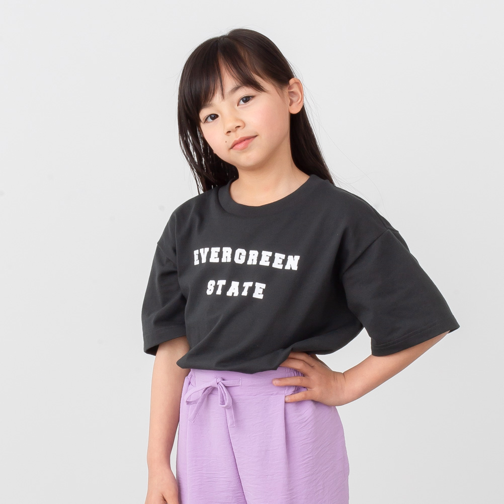 Tシャツ 半袖 子供服 男の子 女の子 ドライタッチ プリント ロゴ クルーネック カットソー ユニ...