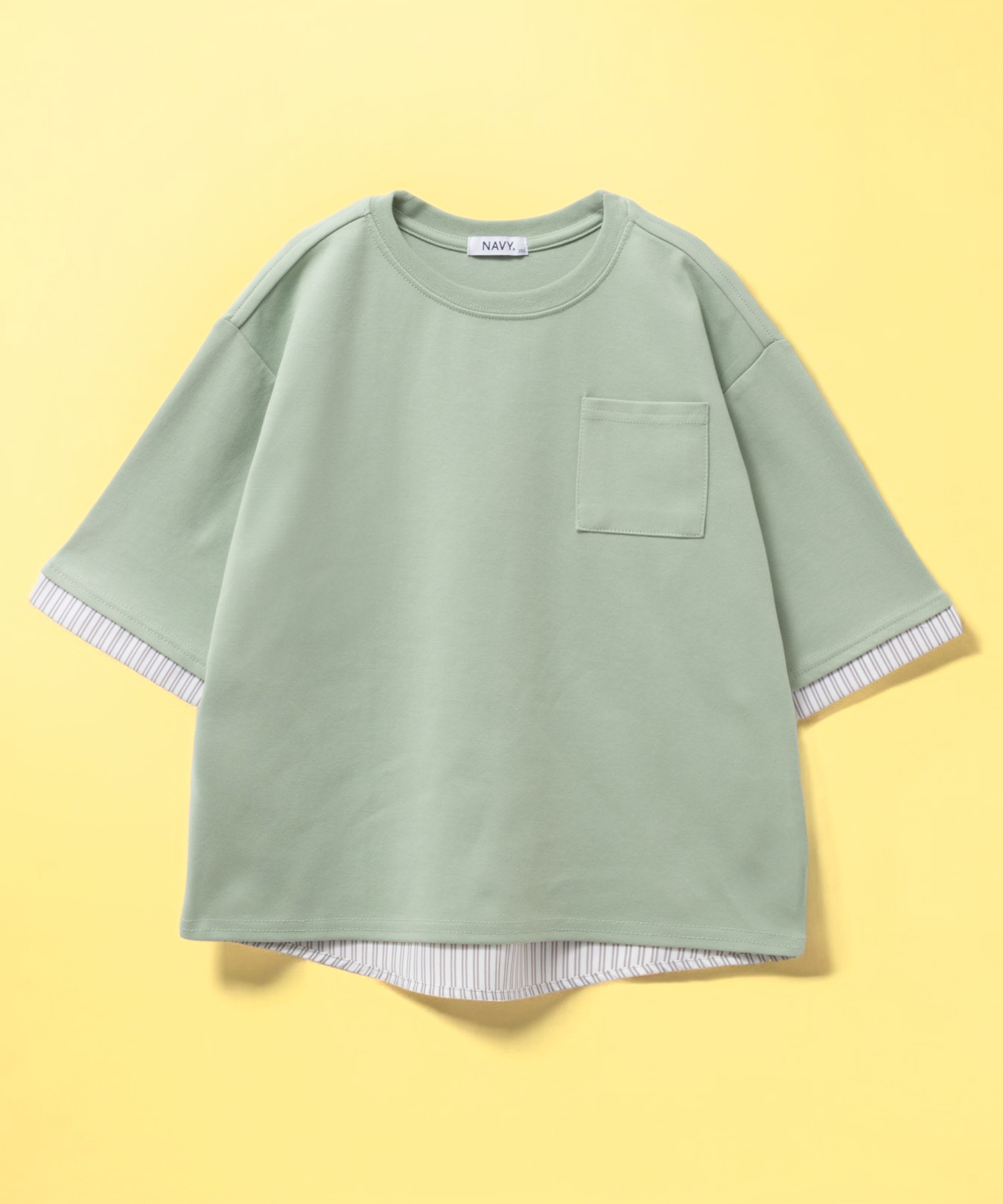 Tシャツ 子供服 男の子 女の子 キッズ 半袖 ポンチ素材 切替え クルーネック トップス ネコポス...