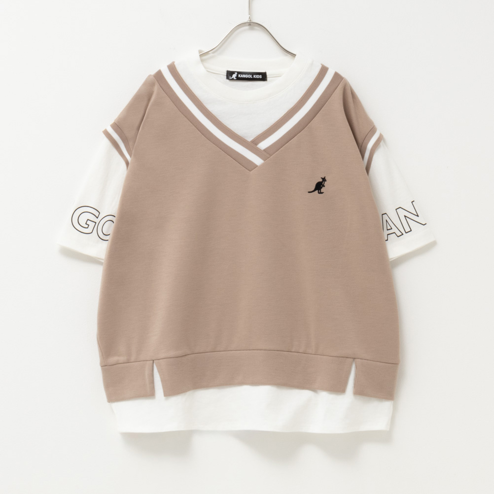 KANGOL カンゴール Tシャツ 子供服 男の子 女の子 キッズ 半袖 ポンチ素材 フェイクレイヤ...