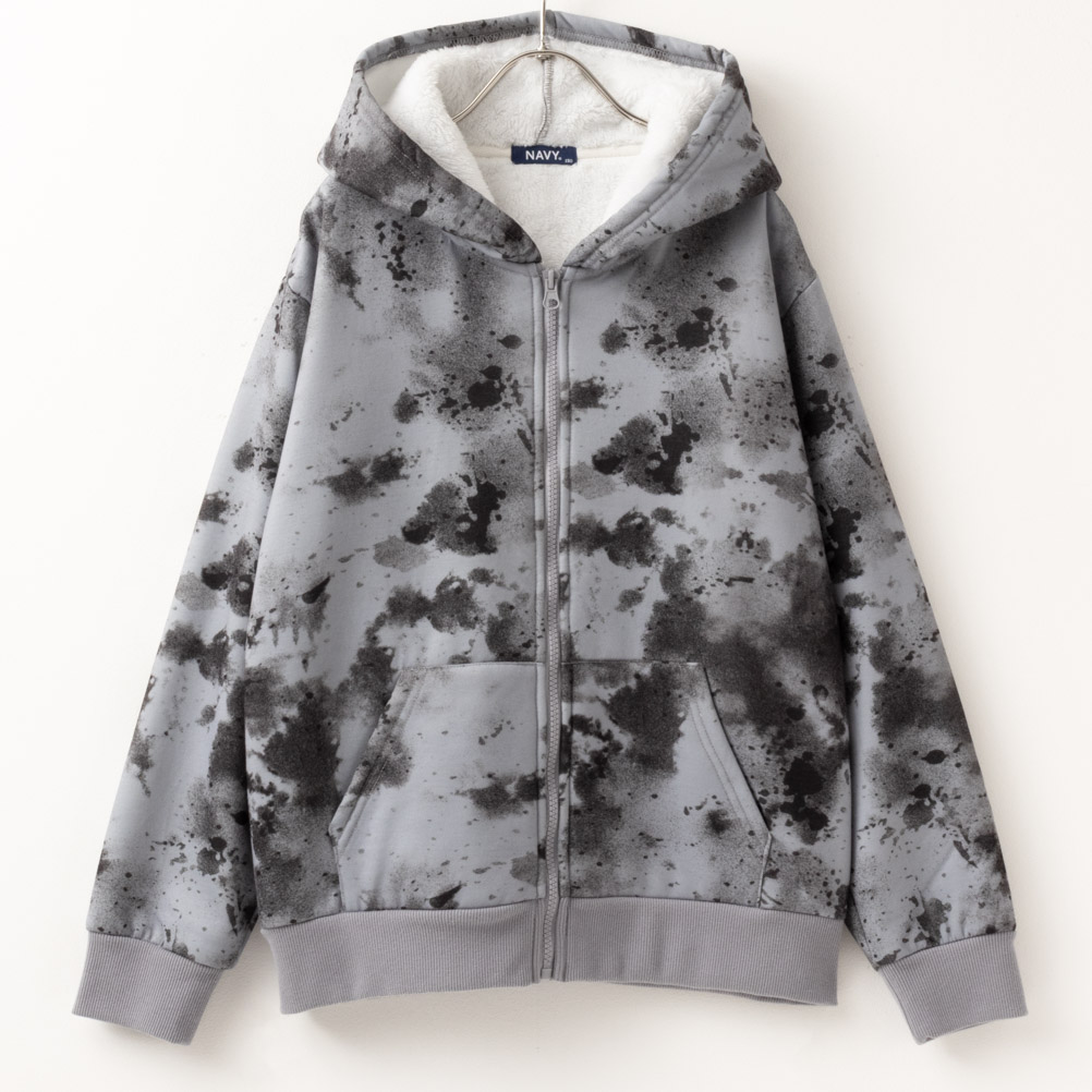 NAVY 温℃ 裏ボア総柄ジップアップパーカー 子供服 男の子 キッズ