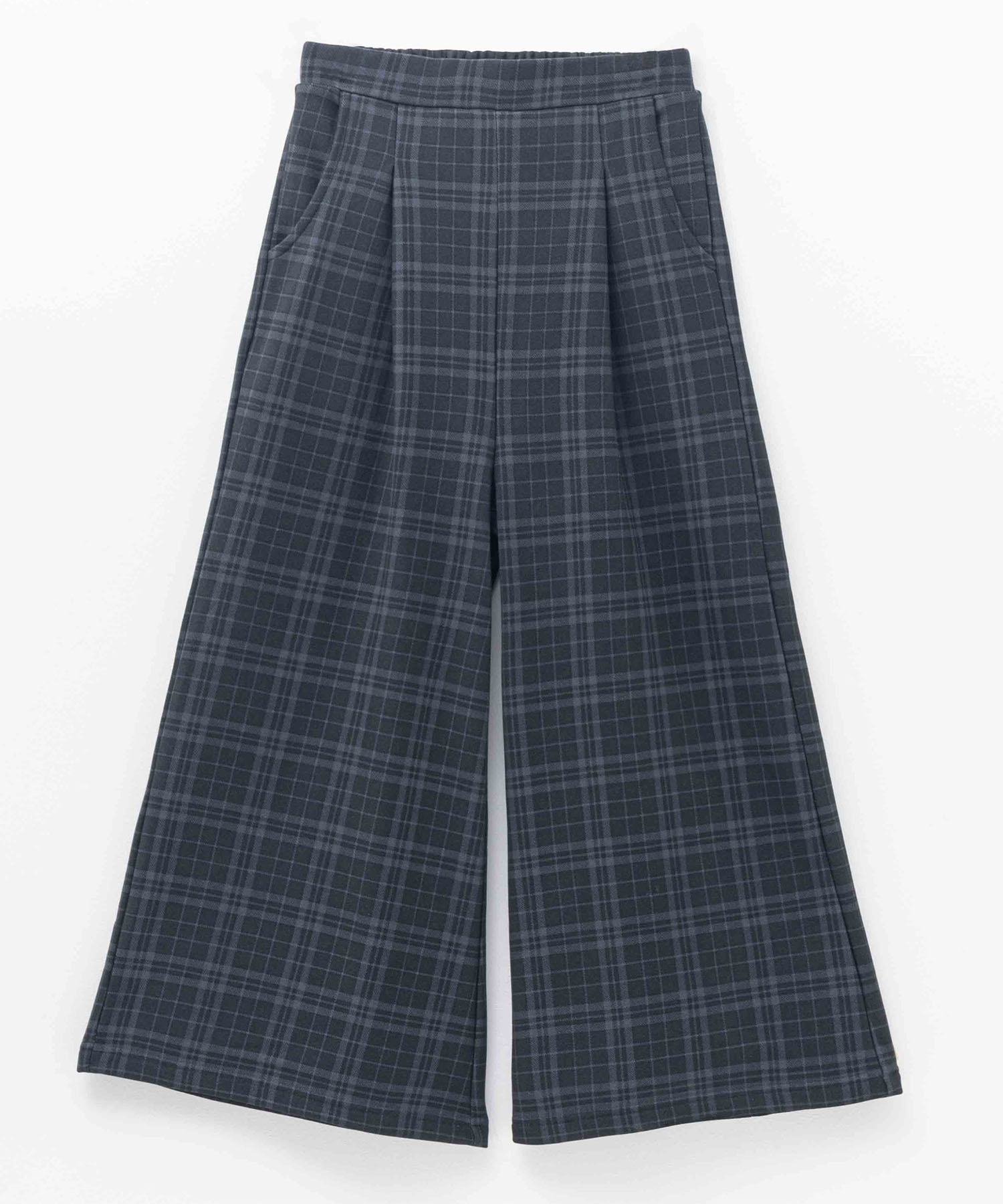 ワイドパンツ 子供服 女の子 キッズ 温℃ 裏ベロア ストレッチ チェック柄 無地 ボトムス