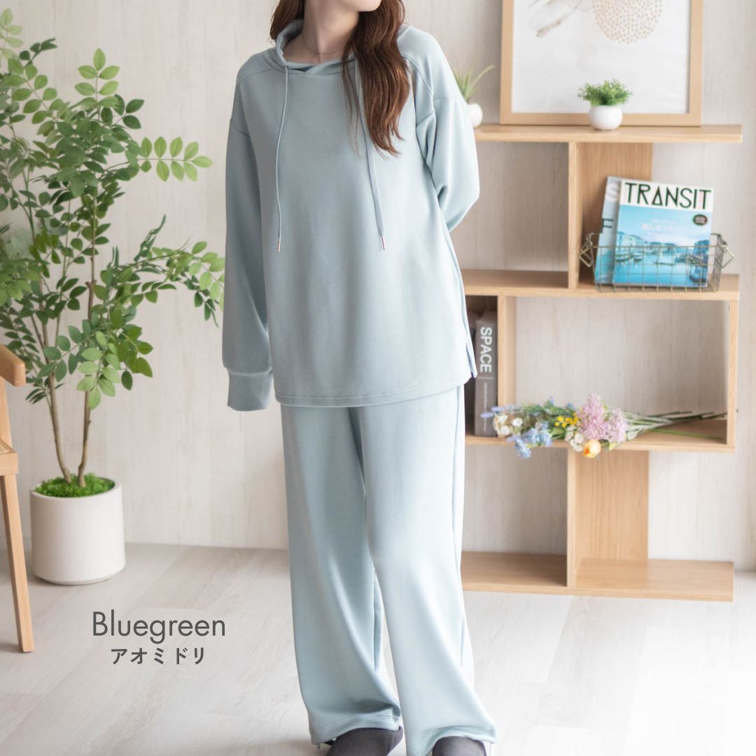 NAVY パジャマ ルームウェア 上下セット レディース ポンチ素材 萌え袖