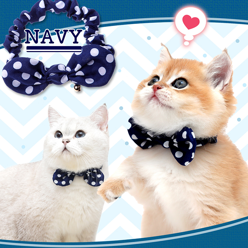 猫 首輪 シュシュ首輪 ドット柄 猫首輪 ネコ ふんわり やわらか 柔らか