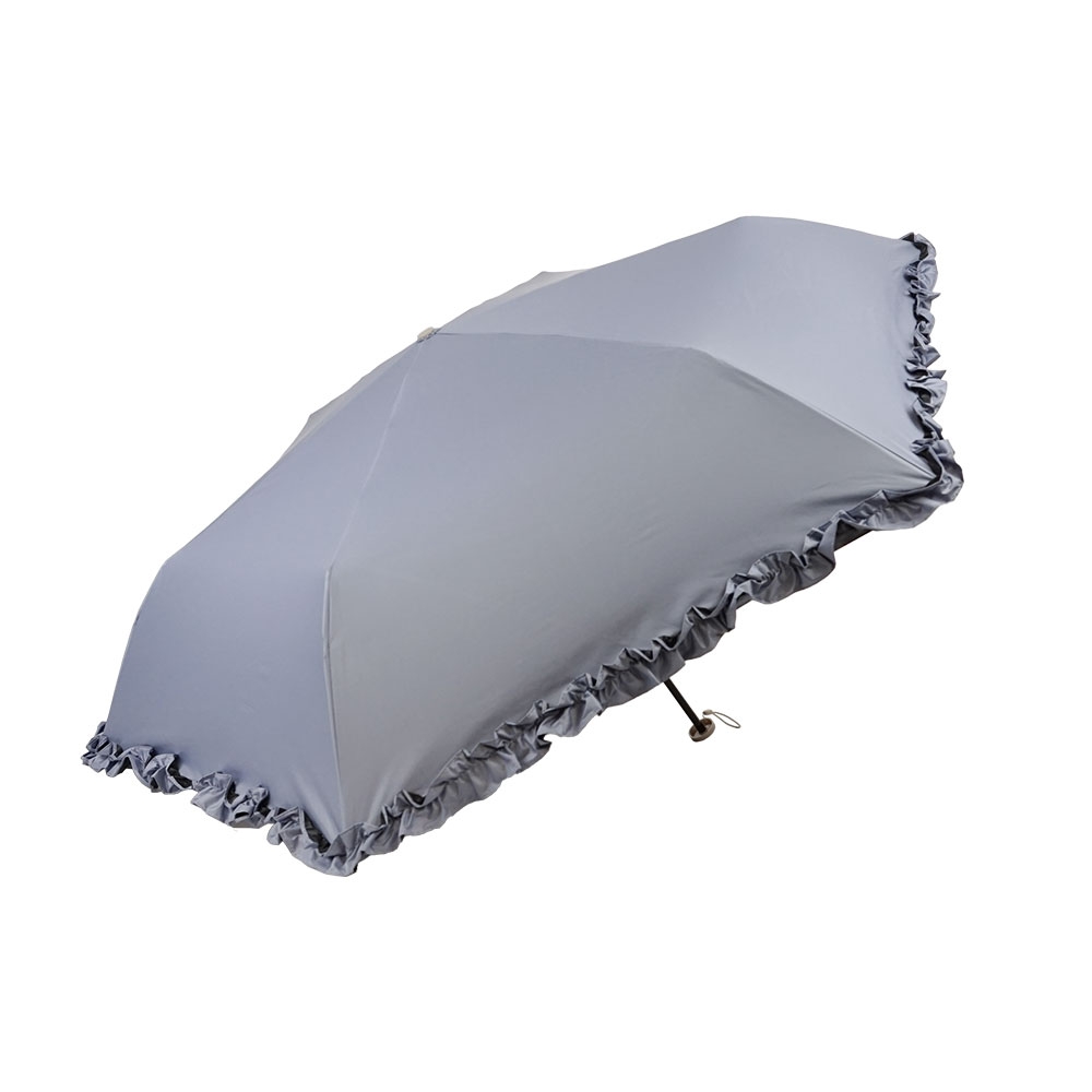 軽量 完全遮光 日傘  折りたたみ傘 uchimizu(ウチミズ) 軽量折りたたみ フリル 遮光率100% 遮蔽率100% 晴雨兼用 撥水 紫外線カット UVカット 7462 | macocca | 05