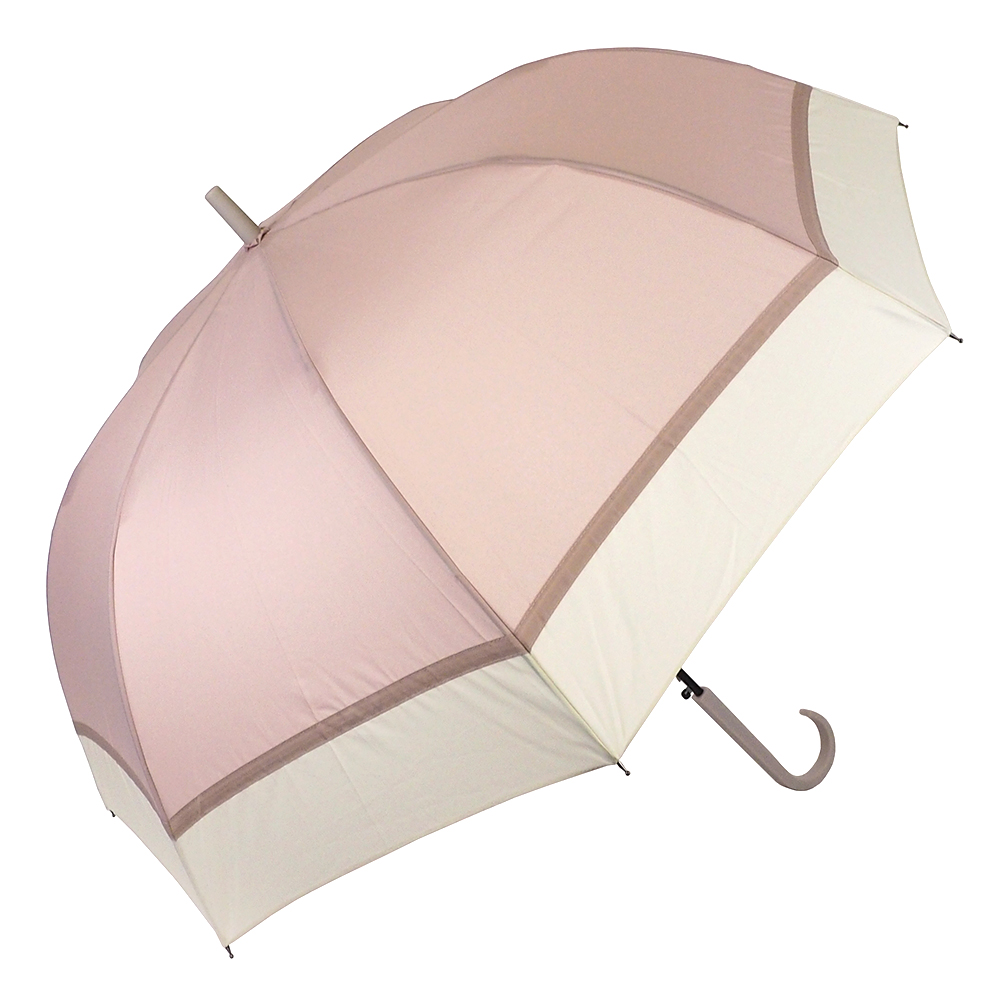 撥水加工 雨傘ジャンプ傘 長傘 親骨65cm 大きいサイズ 撥水4級 3色切替/パイピング レディース雨傘 7700 7701