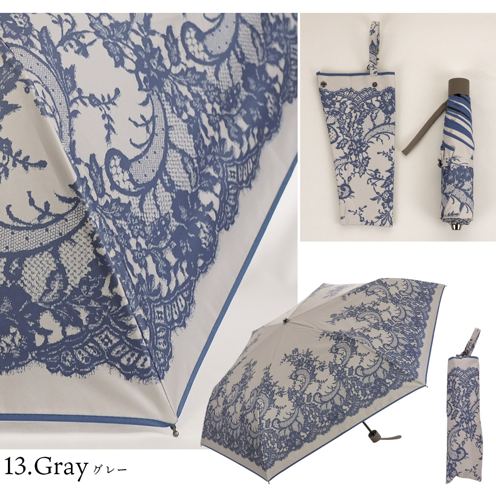 日傘 完全遮光 折りたたみ傘 レース柄 遮光率100% UV遮蔽率100% 撥水加工 雨傘 紫外線カット UVカット 晴雨兼用 遮熱 | macocca | 07