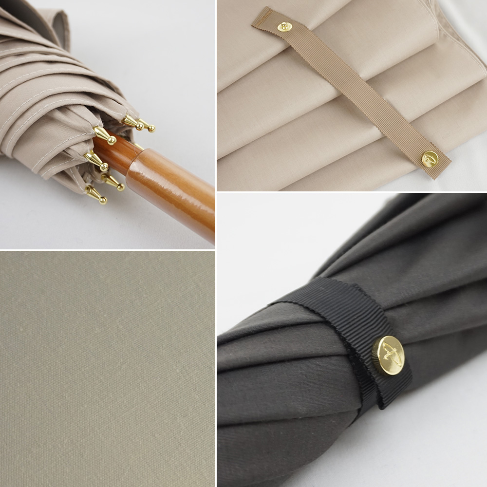 完全遮光 日傘 無地パラソル Paraffi(パラフィ)遮光率100% UV遮蔽率100% 木棒 木手元 木製ハンドル ショート傘 紫外線カット UVカット 遮熱 | macocca | 08