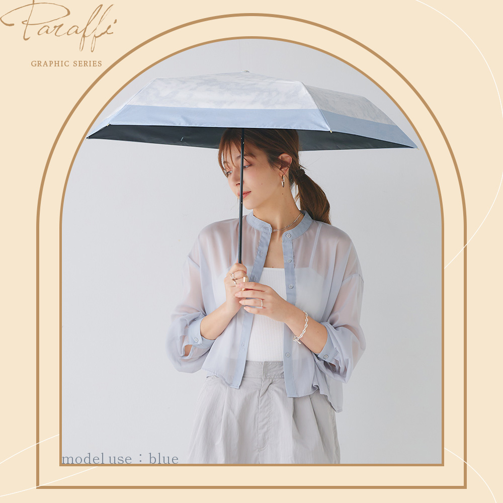 完全遮光 日傘 晴雨兼用 折りたたみ傘 軽量 ストーン柄 大理石遮光率100% UV遮蔽率100% 撥水加工 紫外線カット Paraffi(パラフィ) グラフィックシリーズ | macocca | 12