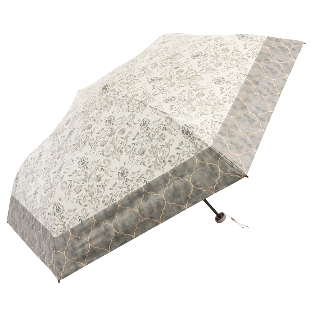 軽量 完全遮光 日傘  折りたたみ傘 uchimizu(ウチミズ) オーナメント柄/ダマスク柄/リーフ柄/ドットフラワー柄  遮光率100% 遮蔽率100% 晴雨兼用 撥水 50cm | macocca | 03
