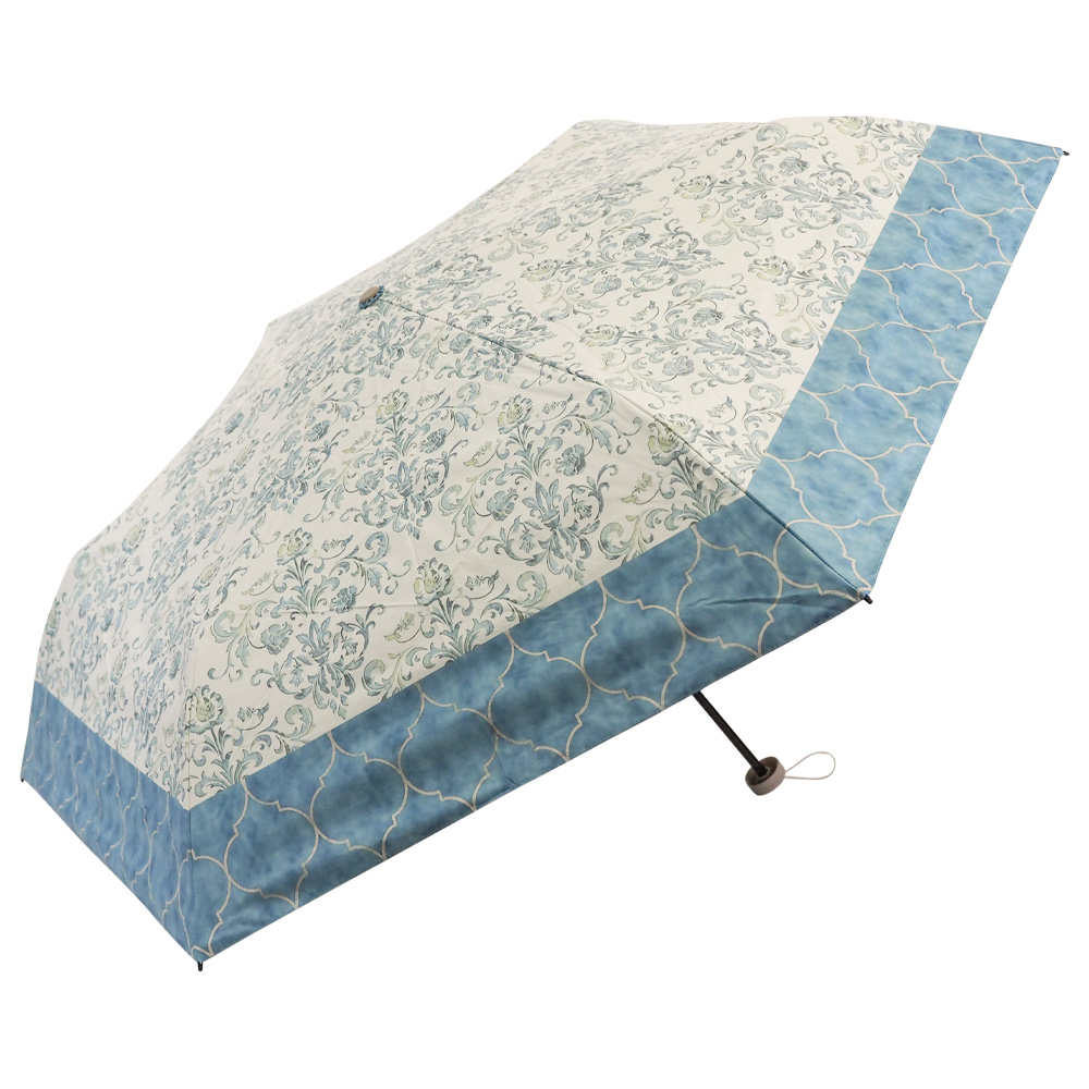 軽量 完全遮光 日傘  折りたたみ傘 uchimizu(ウチミズ) オーナメント柄/ダマスク柄/リーフ柄/ドットフラワー柄  遮光率100% 遮蔽率100% 晴雨兼用 撥水 50cm | macocca | 04
