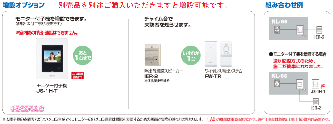 在庫あり KL-66 アイホン 録画機能付 テレビドアホン 玄関子機1台と