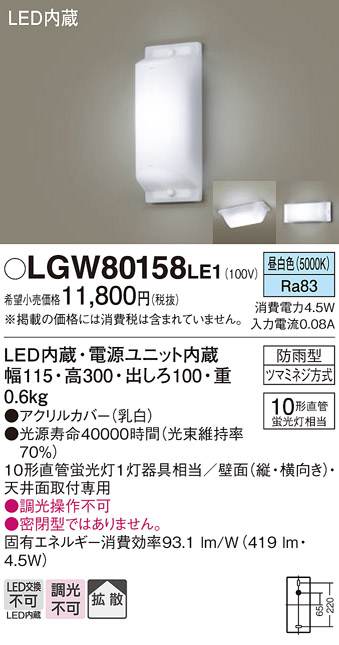 LGW80190LE1 パナソニック 法人様限定販売 LGW80190 LE1 LED