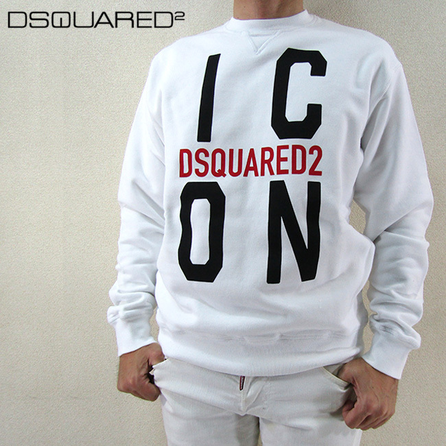 ディースクエアード DSQUARED2 メンズ トレーナー プルオーバー スウェット アイコン ICON S79GU0035 S25042/100/  ホワイト 白 サイズ：S/M/L