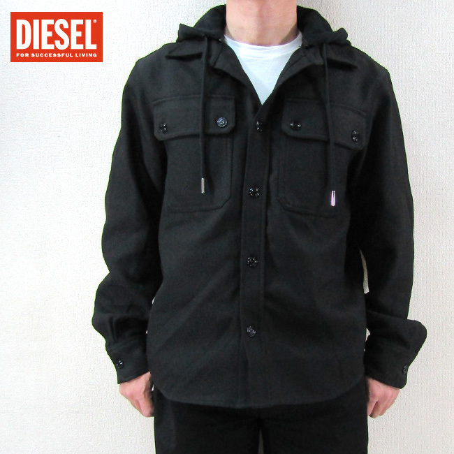 ディーゼル DIESEL メンズ ジャケット ビッグシルエット プリントジャケット J-JESSY-HOOD/9XX/ ブラック 黒 サイズ：L