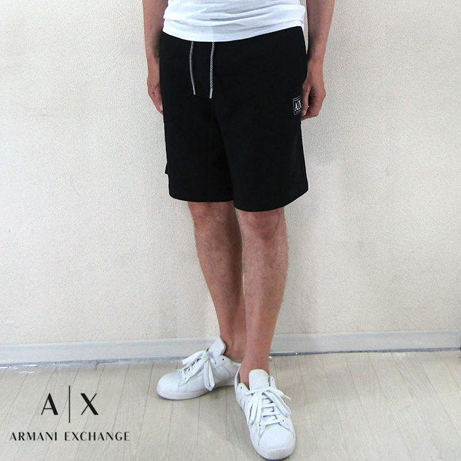 アルマーニ エクスチェンジ A/X Armani Exchange メンズ スウェットショートパンツ ハーフパンツ 3LZSAF ZJFAZ /  1200 / ブラック 黒 サイズ：S/M/L/XL/XXL