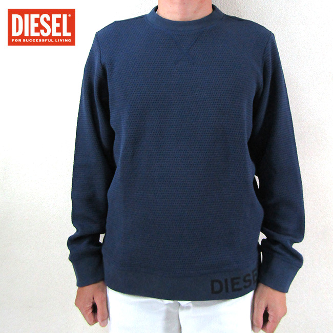 ディーゼル DIESEL メンズ スウェット ロゴ ワッフル S-PEWTER A00075