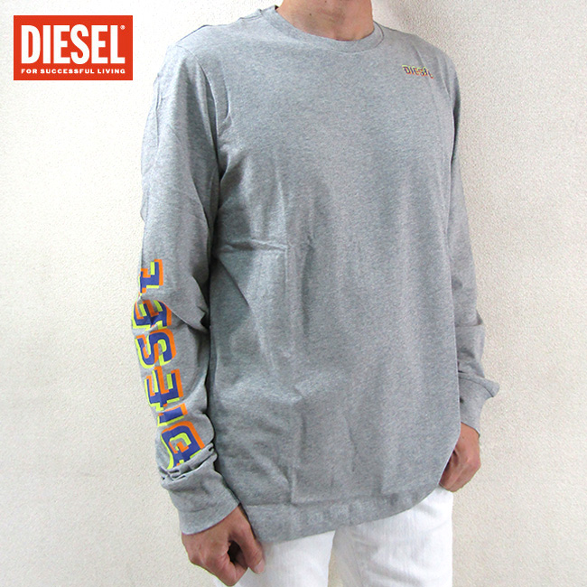 ディーゼル DIESEL ロングTシャツ メンズ グレー ブラック A06775