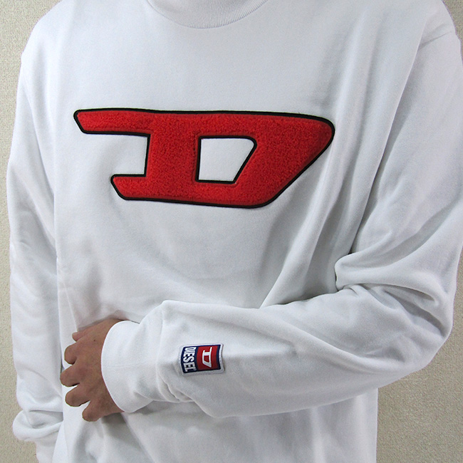 ディーゼル DIESEL メンズ スウェット トレーナー S-CREW-DIVISION-D 00SY7B-0IAJH / 100 / ホワイト 白  サイズ：S/M/L/XL