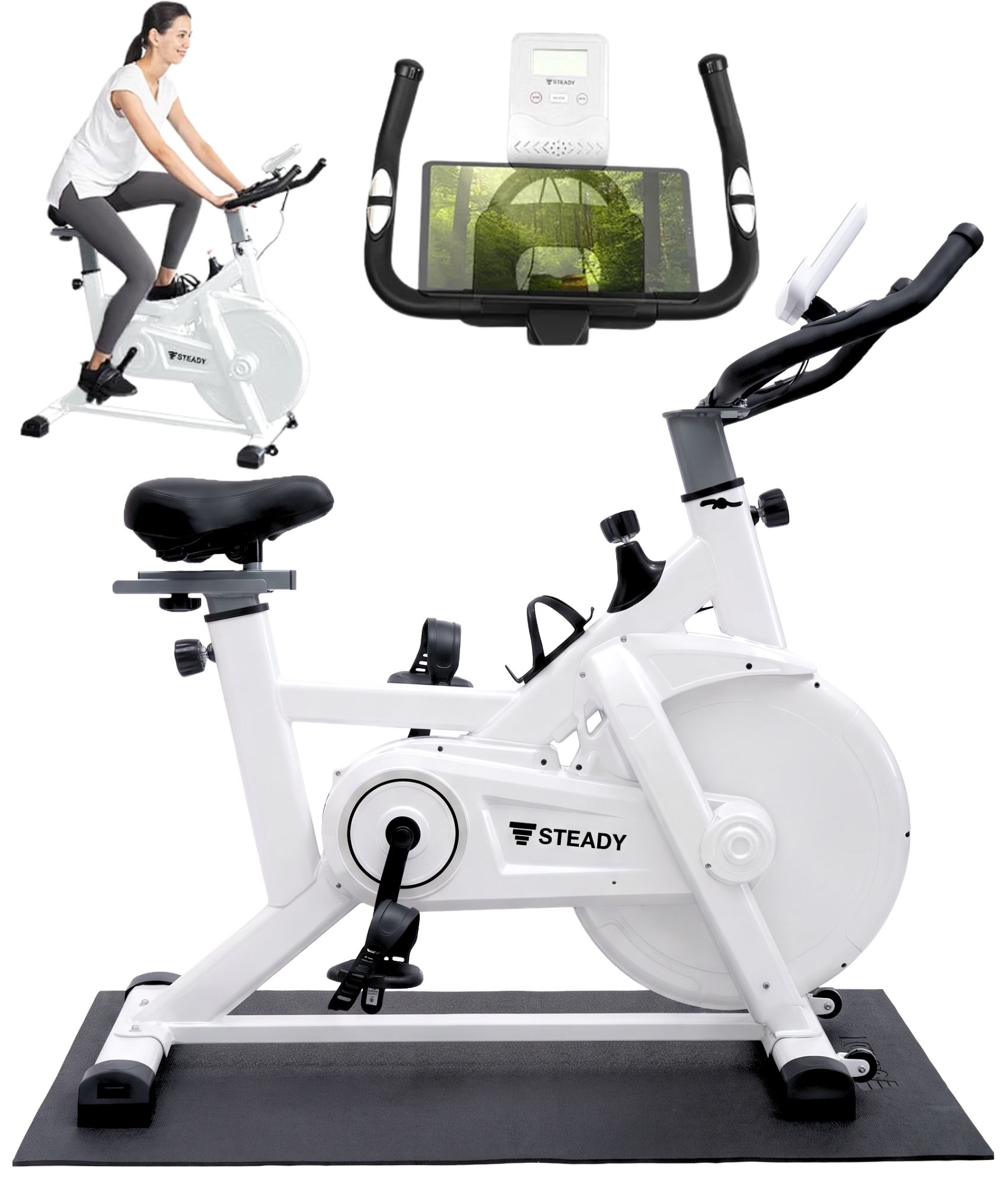 STEADY（ステディ） スピンバイク マット付き 静音 家庭用 無段階負荷