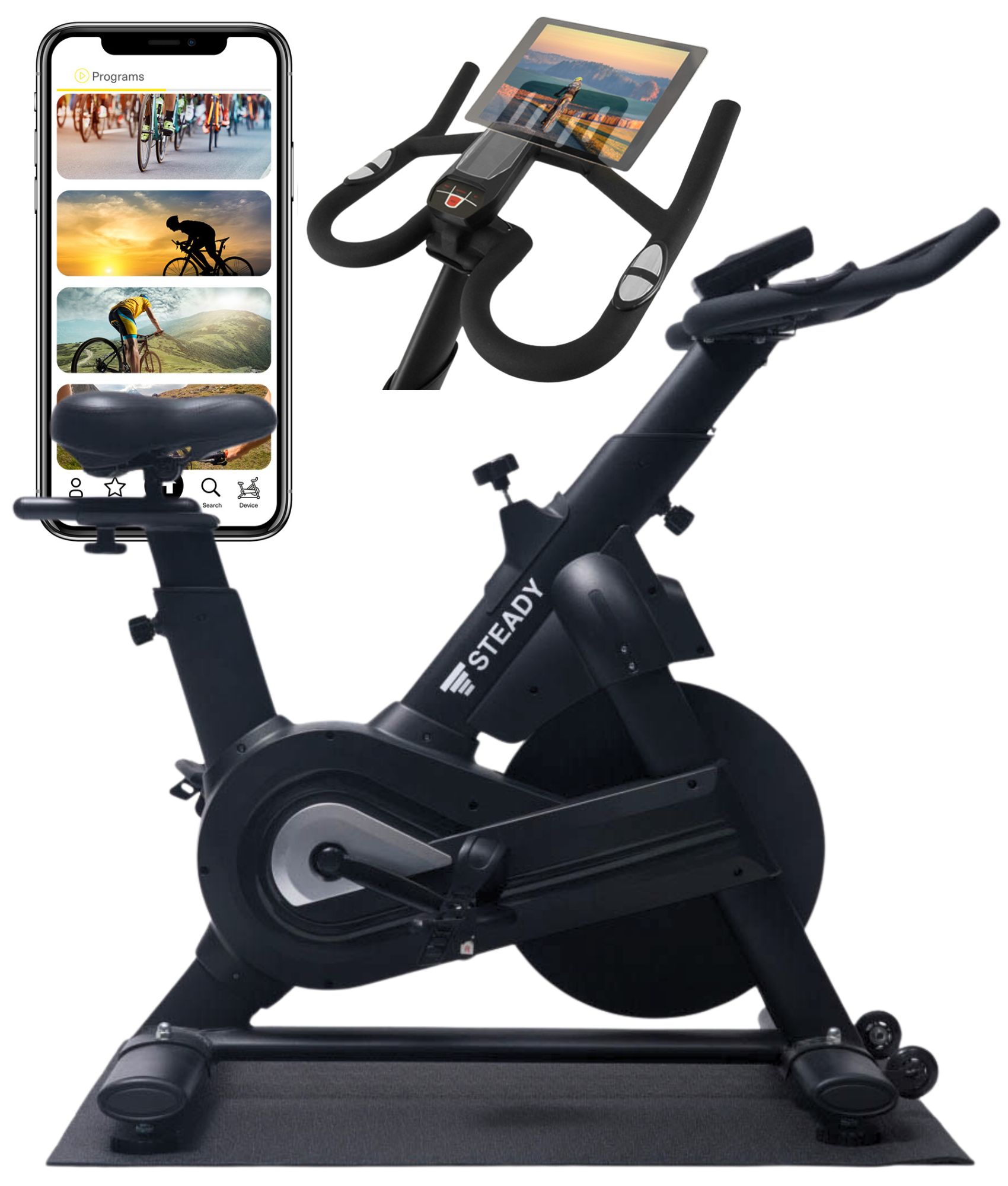 STEADY（ステディ） スピンバイク Pro マット付き 静音 家庭用 13kg